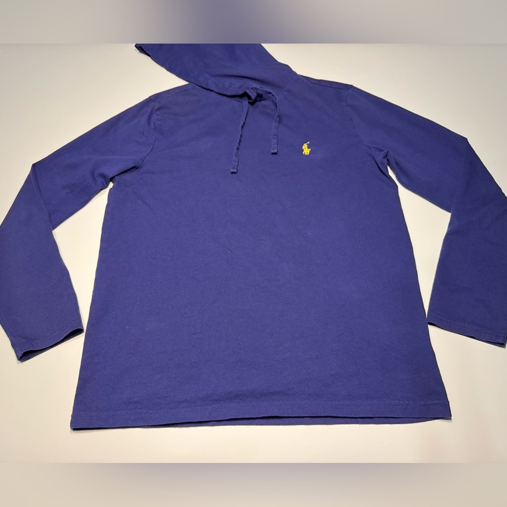 Polo Ralph Lauren Hoodie Men S Dark Blue Pullover Jersey Lightweight TShirt Pony - Picture 2 of 8